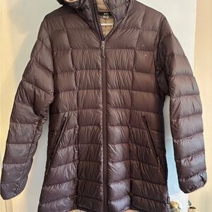 REI Women’s Chocolate Brown puffer trench lightweight jacket